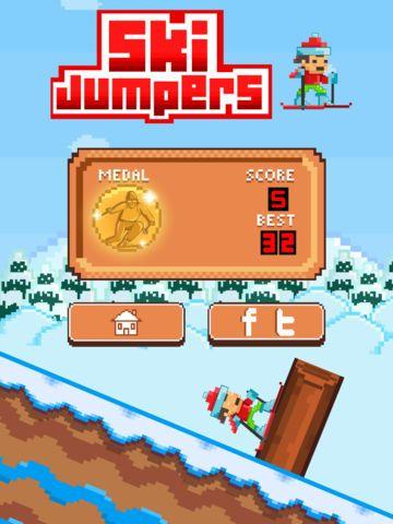 Portada de Ski Jumpers - Play Free Pixel 8-bit Skiing Games
