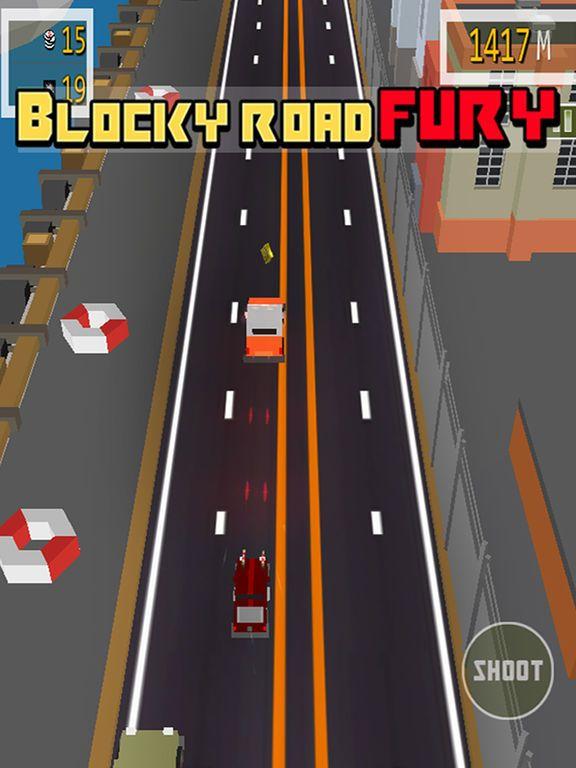 Portada de Blocky Road Fury - Free Car racing & shooting Game