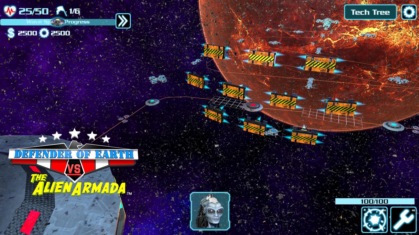 Portada de DEFENDER OF EARTH VS THE ALIEN ARMADA