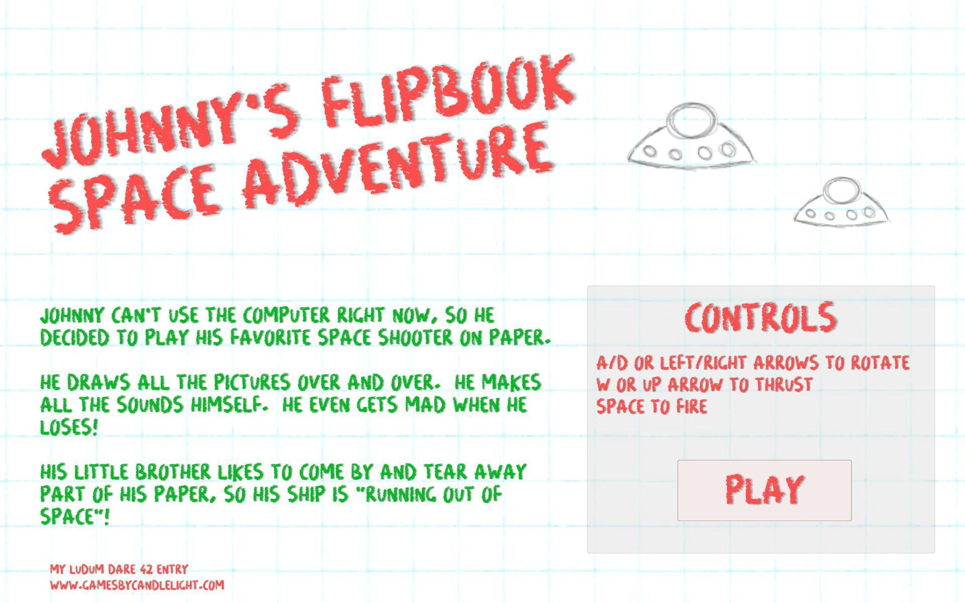 Portada de LD42 WebGL - Johnny's Flipbook Space Adventure