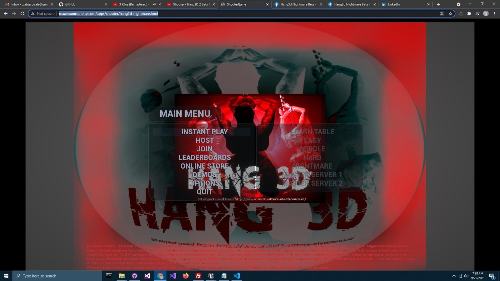 Portada de Hang3d Nightmare FPS free source code