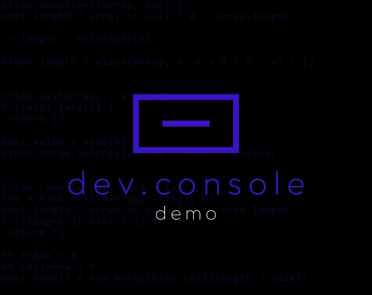 Portada de dev.console demo
